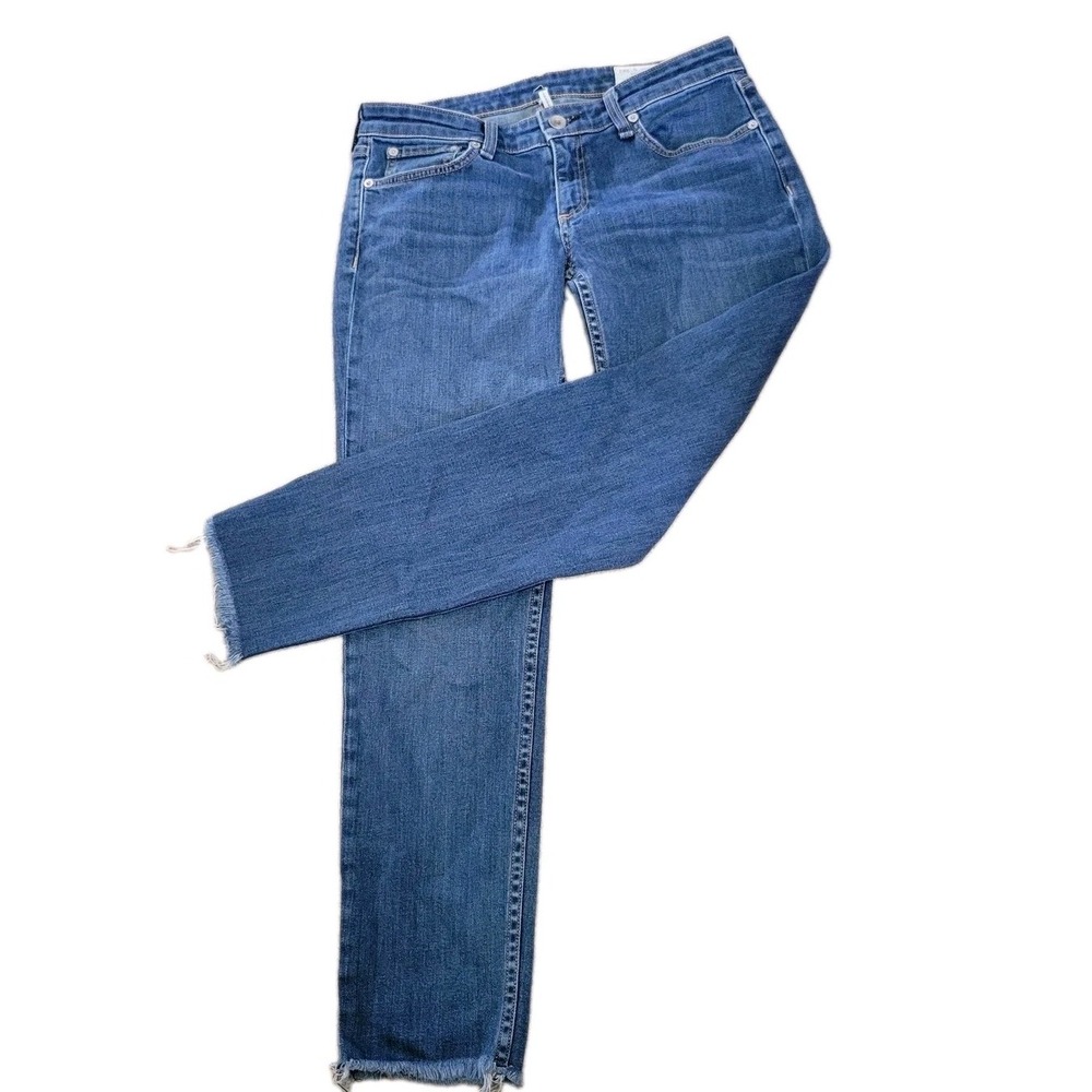 Rag & Bone New Worn Jeans Women's 26 Low Rise Cropped Raw Hem Distressed Denim